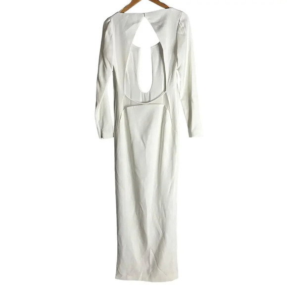 Monot Cutout Open Back Crepe Gown Off White Size 6 - Picture 8 of 11